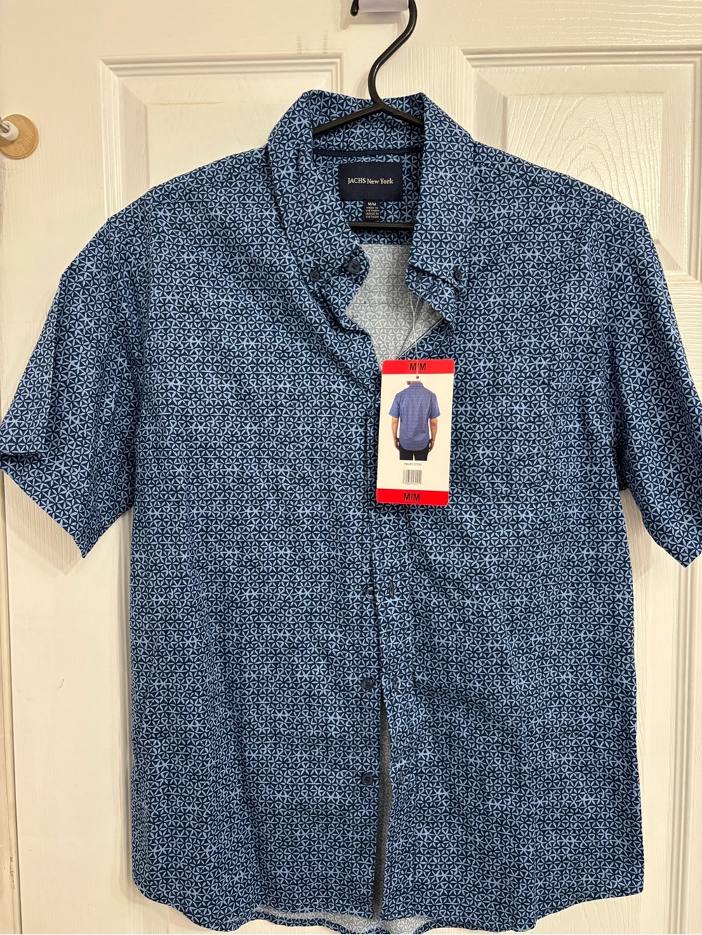 Jones New York Men's Short Sleeve Button-Up Shirt – Blue – Size Medium